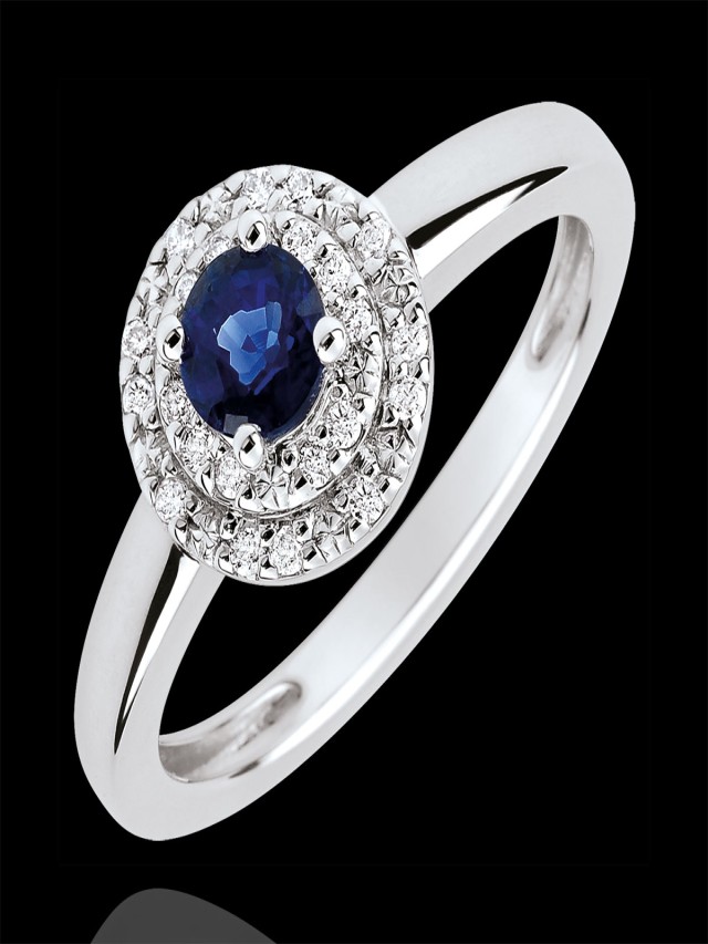 Sintético 96+ Foto anillos de compromiso con zafiro y diamantes Cena hermosa