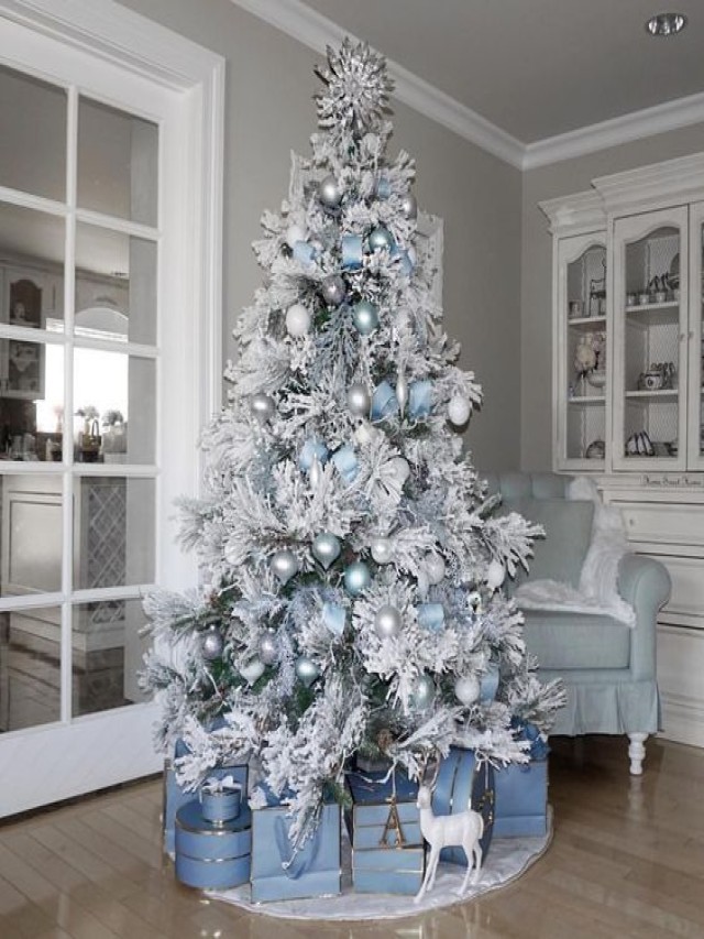Lista 90+ Foto arbol blanco de navidad decorado azul Lleno