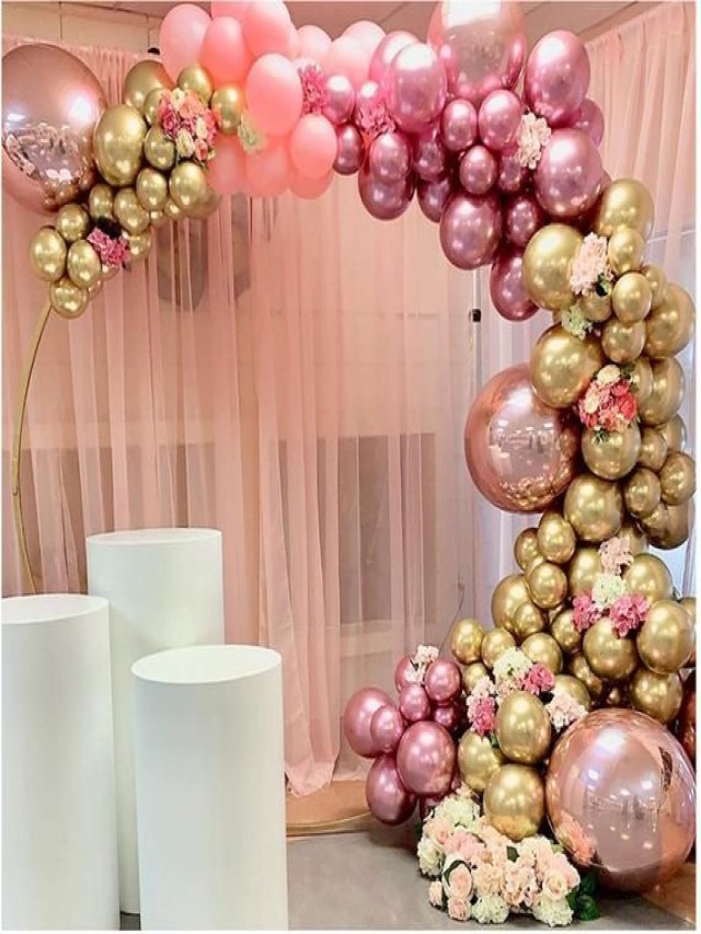 Arriba 103+ Foto arco de globos rosa y plateado Lleno