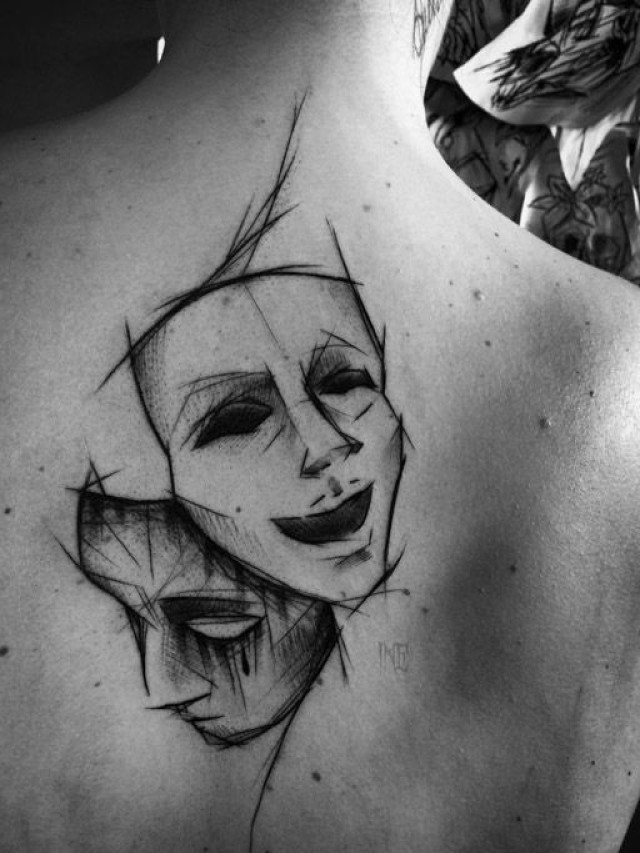 Arriba 101+ Foto bocetos tatuajes de mascaras de teatro Actualizar