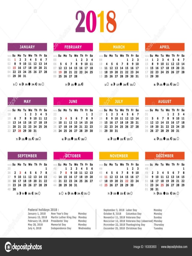 Arriba 105+ Foto calendario 2018 con numero de semana Actualizar