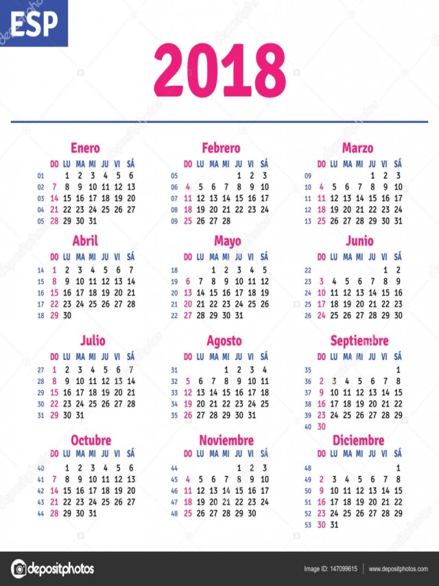 Álbumes 91+ Foto calendario 2018 vector gratis en español Mirada tensa