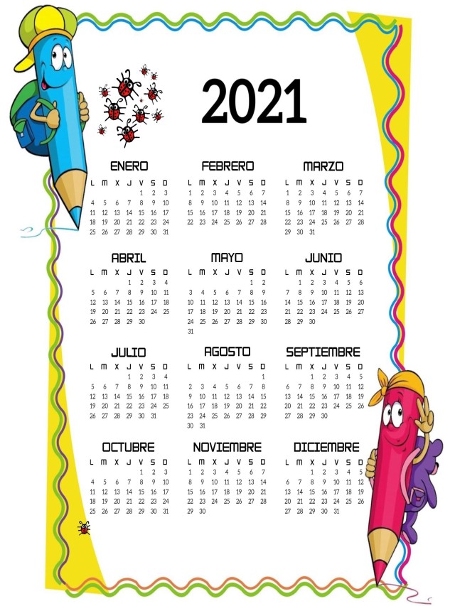 Lista 94+ Foto calendario 2021 para niños en español para imprimir Actualizar