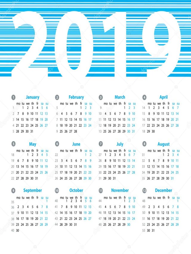 Arriba 105+ Foto calendario por numero de semanas 2019 Actualizar