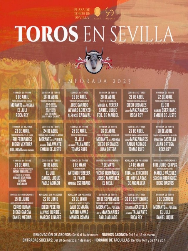 Arriba 97+ Foto cartel de toros de la feria de sevilla 2023 Actualizar