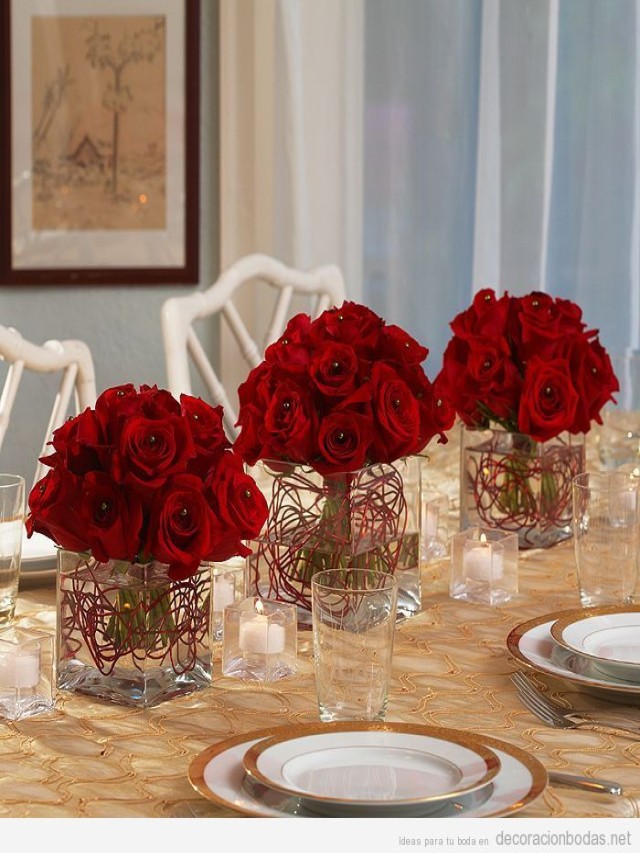 Lista 104+ Foto centros de mesa para boda sencillos y elegantes rojos Cena hermosa