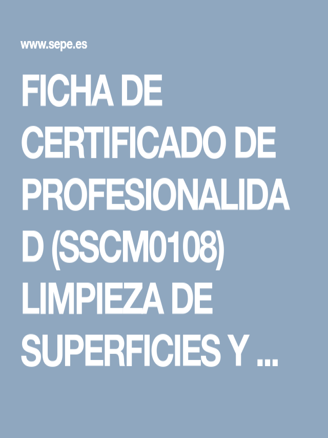 Sintético 97+ Foto certificado de profesionalidad limpieza de superficies y mobiliario en edificios y locales Actualizar