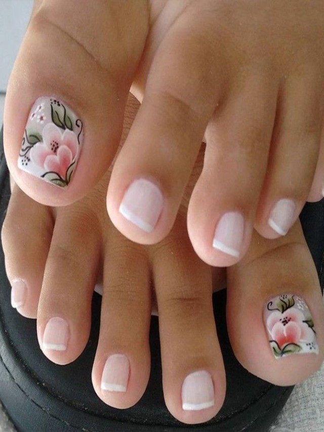 Arriba 98+ Imagen decoracion de uñas para pies flores y frances El último