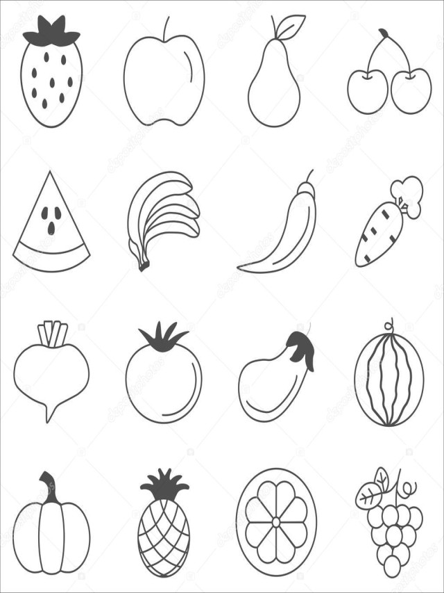 Lista 95+ Imagen dibujos de frutas y verduras para colorear Actualizar