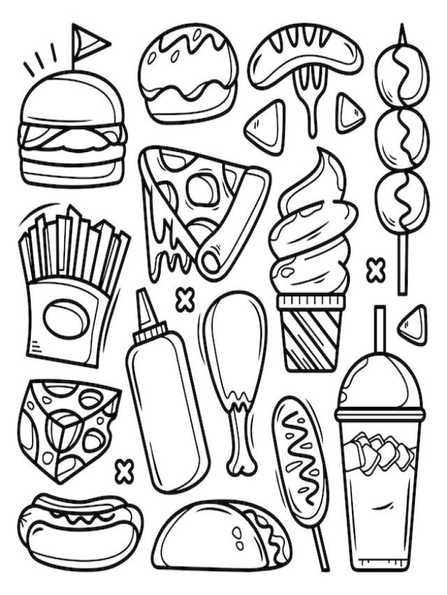 Lista 90+ Foto dibujos de comida chatarra para colorear Mirada tensa