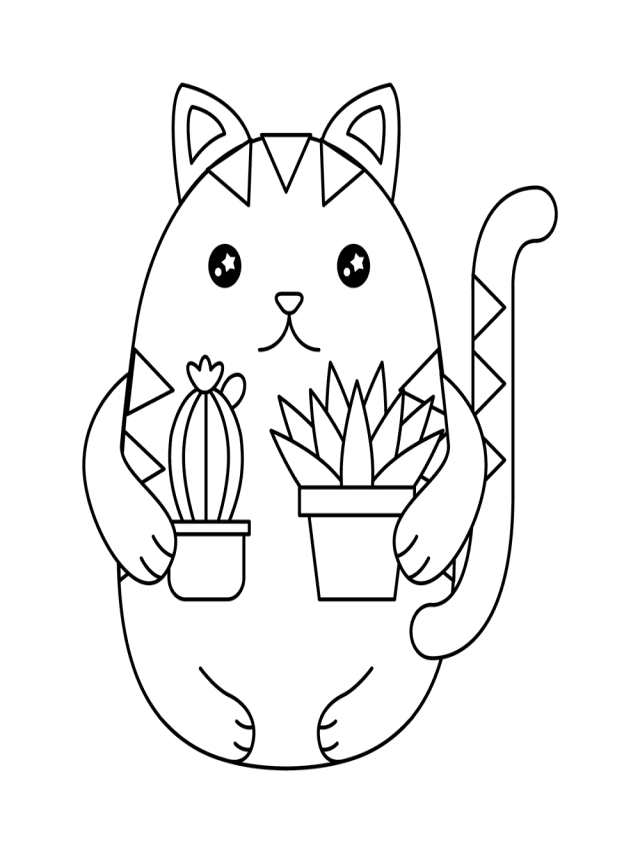 Arriba 95+ Imagen dibujos para colorear de gatitos kawaii Mirada tensa