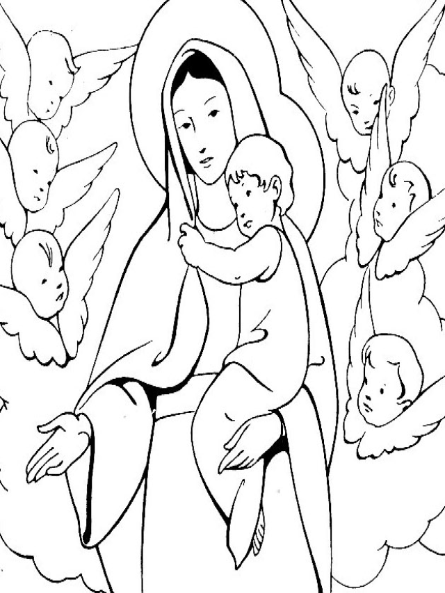 Arriba 97+ Imagen dibujos para colorear de la virgen maria El último