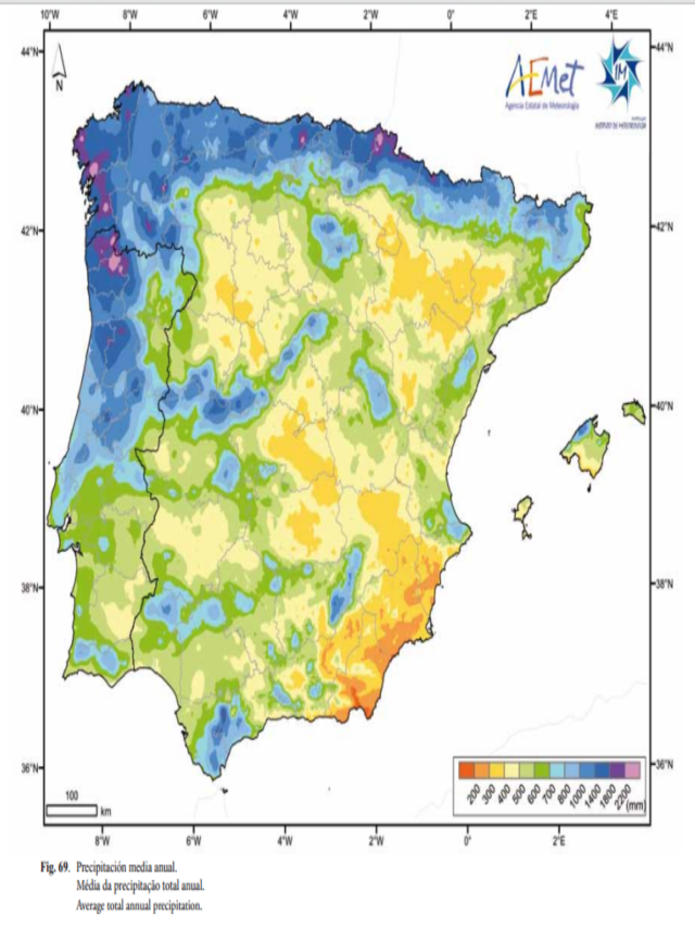 Álbumes 98+ Foto el mapa representa la distribucion de precipitaciones medias anuales en españa Lleno