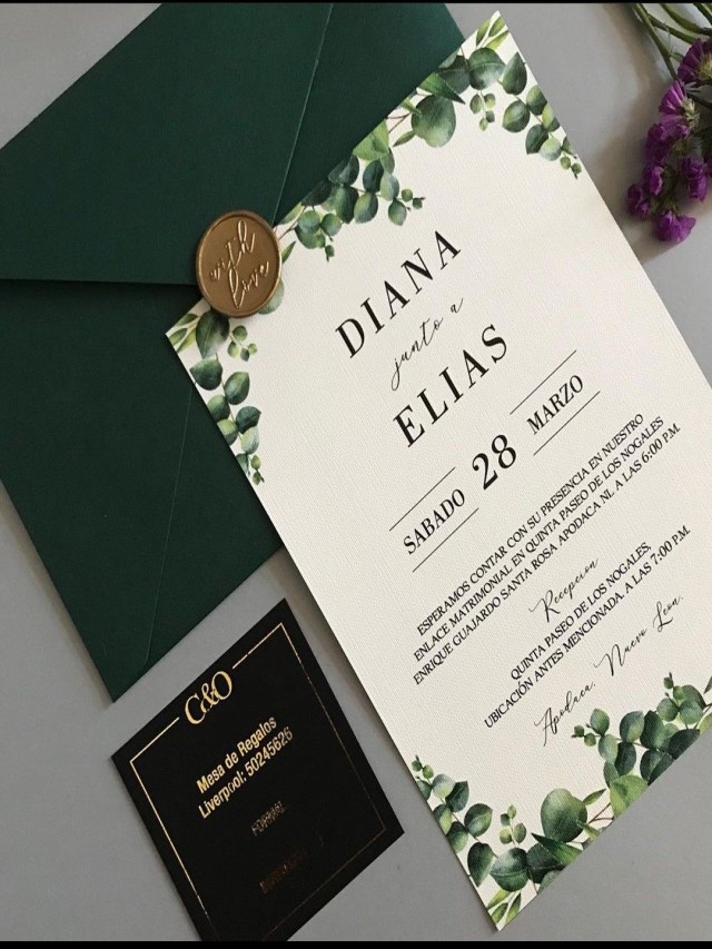 Sintético 99+ Foto elegantes invitaciones de boda color verde esmeralda Alta definición completa, 2k, 4k