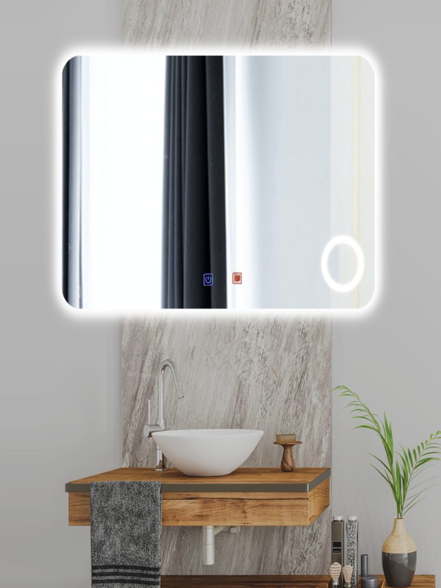 Lista 91+ Foto espejo de baño led / antivaho rectangular con lupa Mirada tensa