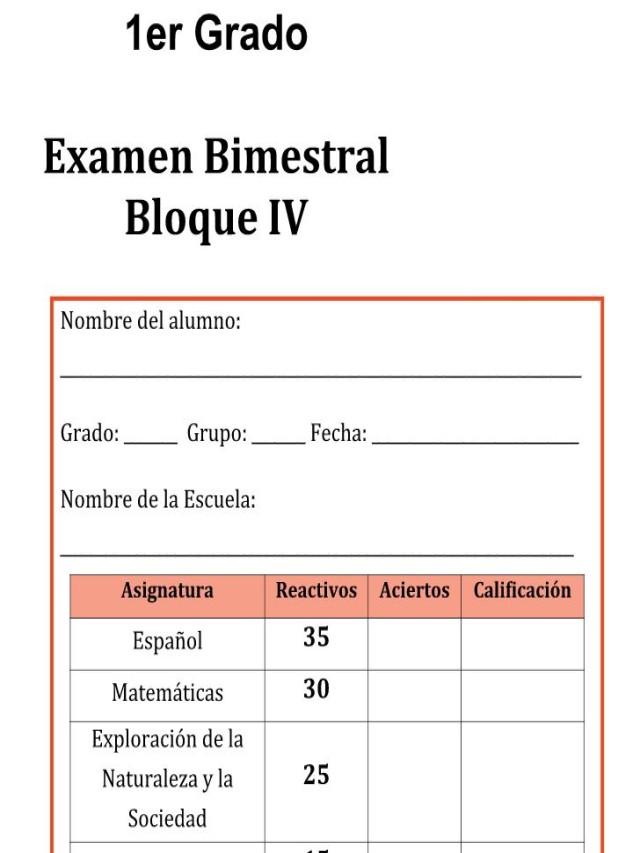 Lista 103+ Foto examen del cuarto bimestre de primer grado de primaria El último