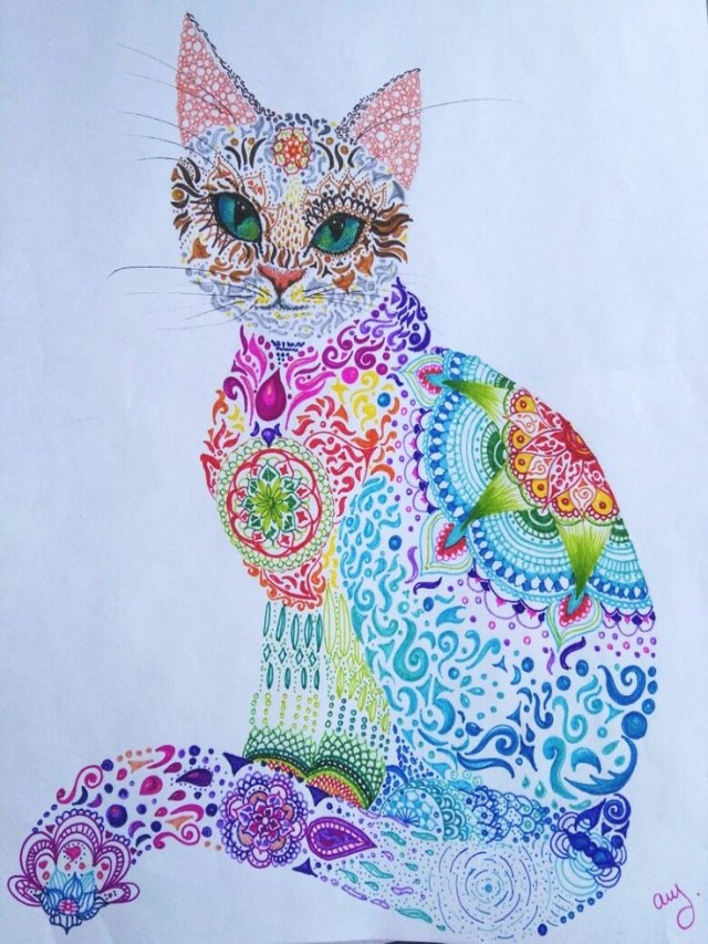 Lista 104+ Foto imagenes de mandalas de gatos a color Mirada tensa