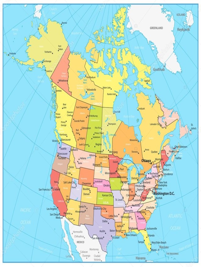 Sintético 92+ Foto mapa de canadá y estados unidos con nombres Cena hermosa
