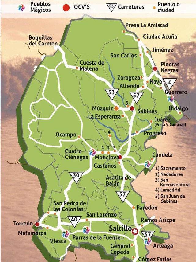 Sintético 105+ Foto mapa de coahuila con nombres de sus municipios Cena hermosa