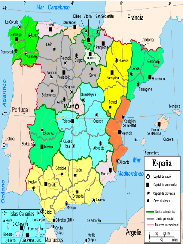 Sintético 93+ Foto mapa de españa con division politica Actualizar