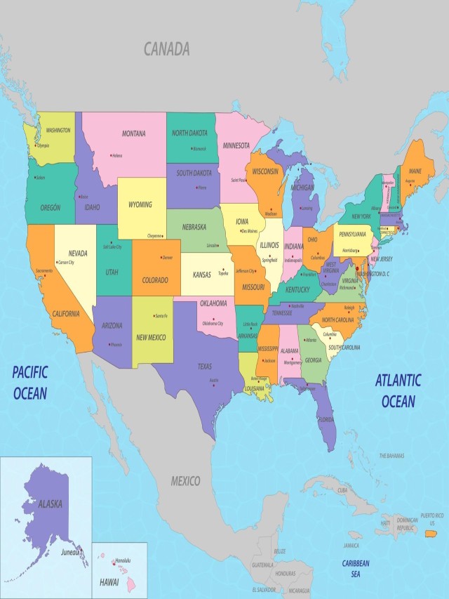 Sintético 92+ Foto mapa de los estados unidos con division politica Alta definición completa, 2k, 4k