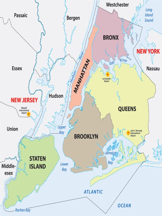 Arriba 105+ Foto mapa de new york y sus ciudades Lleno