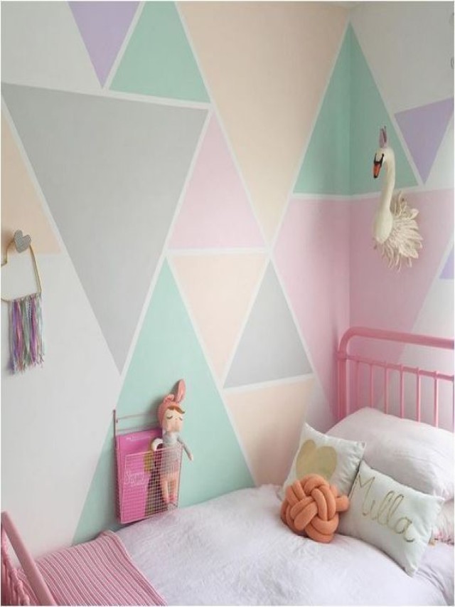 Arriba 98+ Foto paredes pintadas con triángulos de colores pasteles Alta definición completa, 2k, 4k