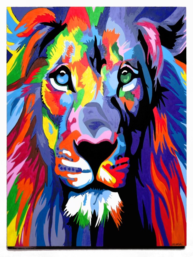 Lista 94+ Foto pintura cuadro de leon de colores Cena hermosa