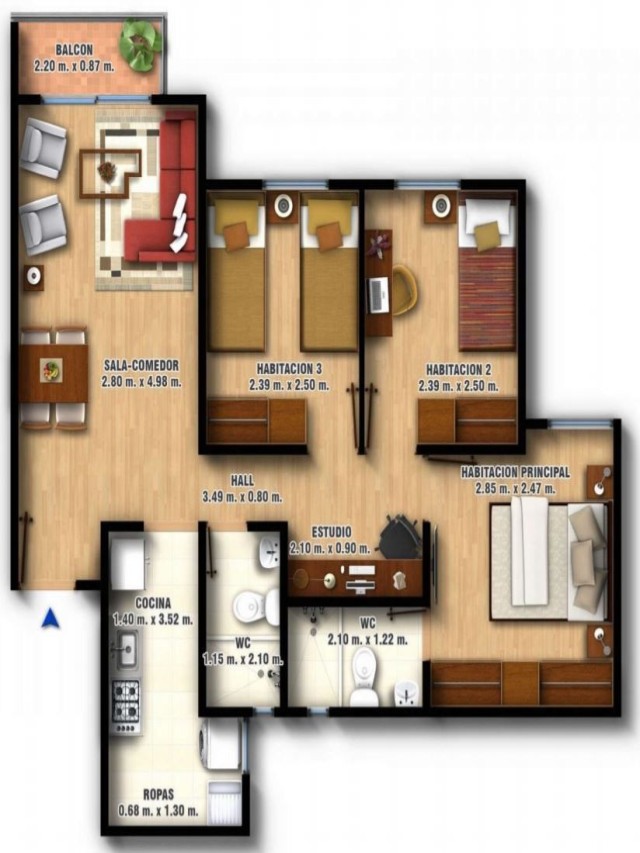 Arriba 90+ Foto planos de apartamentos pequeños de 2 habitaciones con medidas Mirada tensa