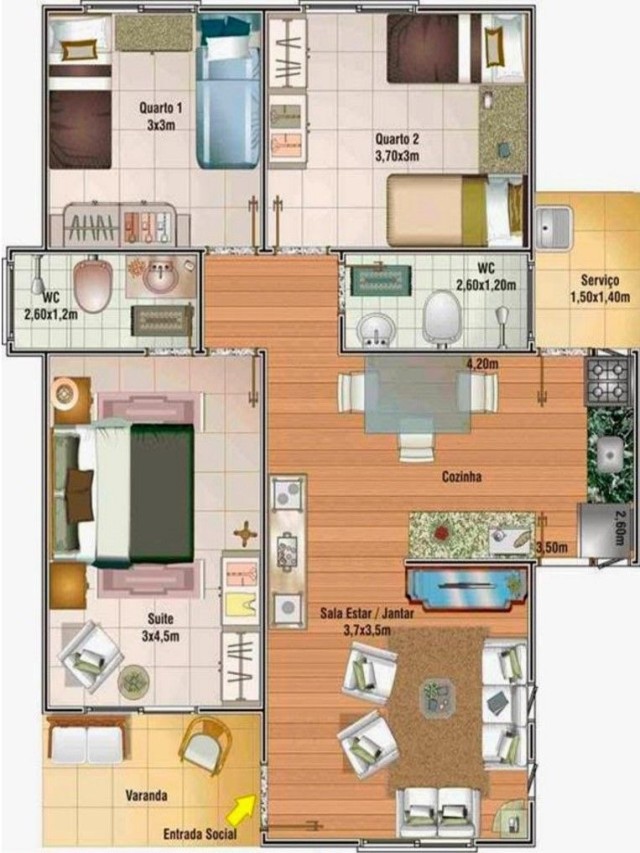 Lista 97+ Foto planos de casas pequeñas 3 habitaciones con medidas en metros Actualizar