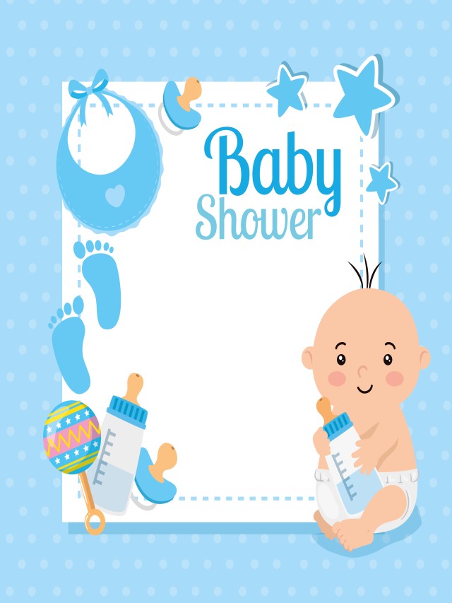 tarjeta de baby shower con niño y decoración. 3125765 Vector en Vecteezy
