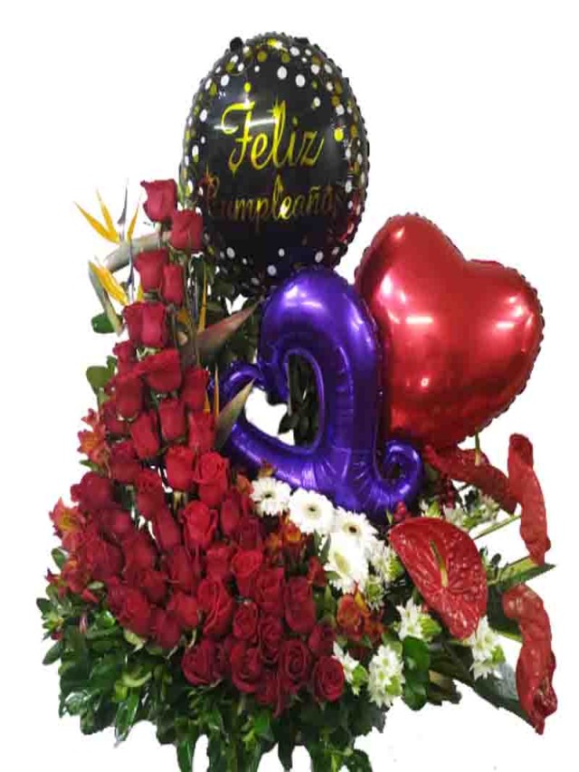 Arriba 102+ Foto rosas rojas feliz cumpleaños con rosas y globos Actualizar