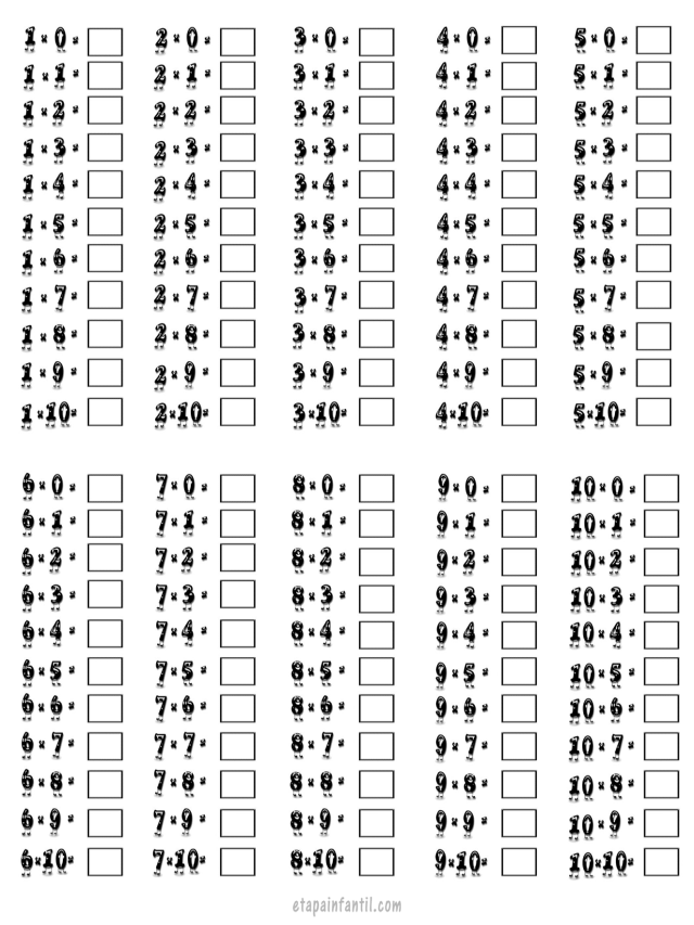 Lista 96+ Foto tablas de multiplicar salteadas para imprimir sin resultados Alta definición completa, 2k, 4k