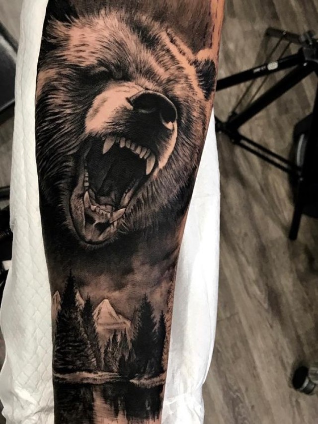 Arriba 102+ Foto tatuaje de oso en el brazo Mirada tensa