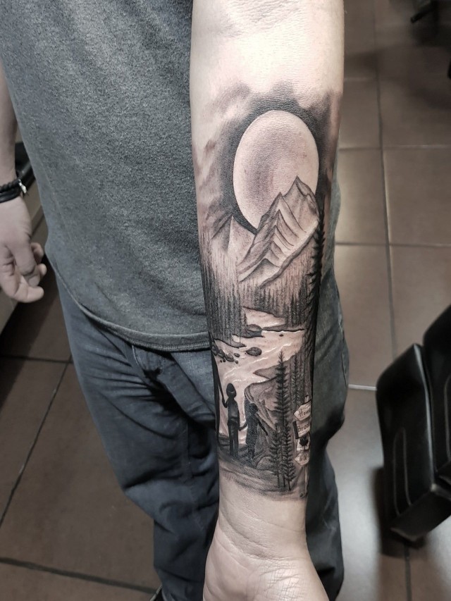 Arriba 103+ Imagen tatuajes de paisajes en el brazo para hombres Actualizar