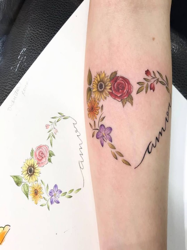 Em geral 95+ Imagen tatuajes de corazon con flores a color Actualizar