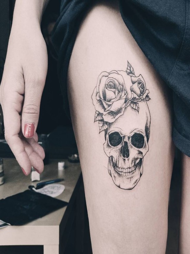 Arriba 90+ Foto tatuajes de calavera en la pierna para mujer Lleno