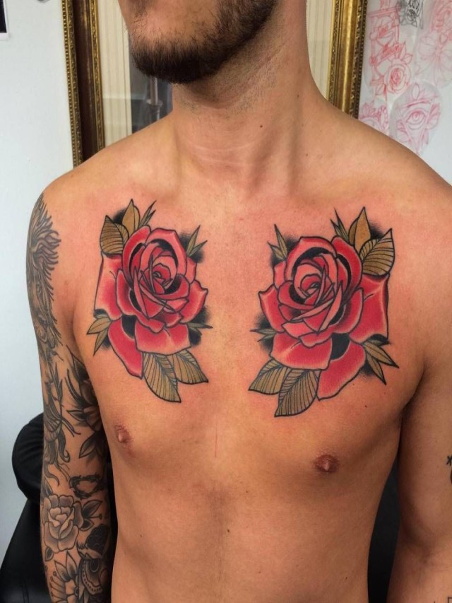 Lista 99+ Foto tatuajes de flores en el pecho para hombres Lleno