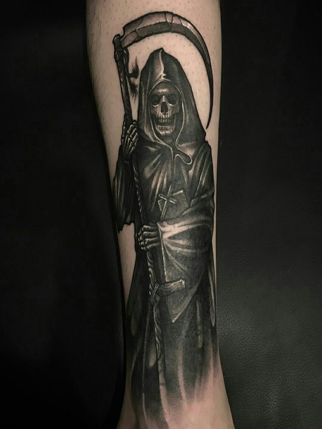 Arriba 92+ Foto tatuajes de la santa muerte en el brazo Lleno