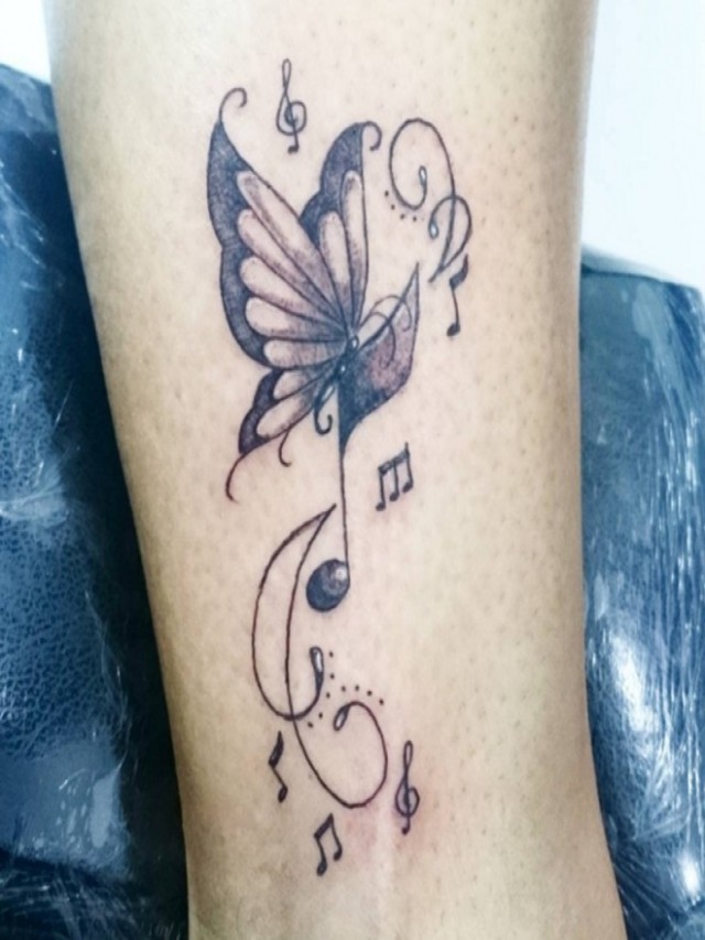 Sintético 94+ Foto tatuajes de mariposas con notas musicales Cena hermosa