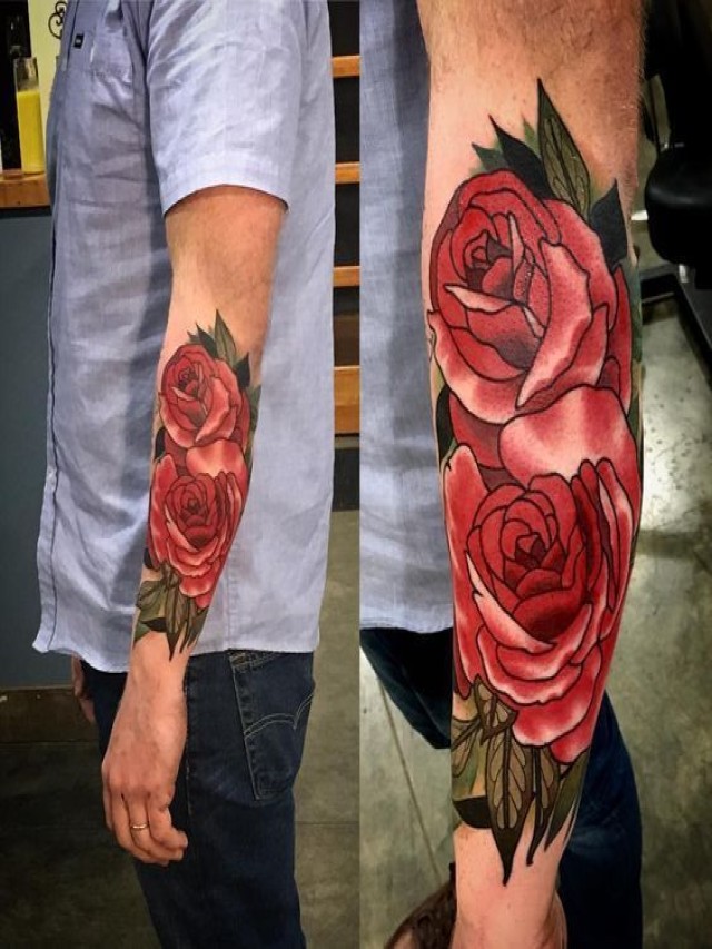 Lista 102+ Foto tatuajes de rosas a color para hombres Lleno