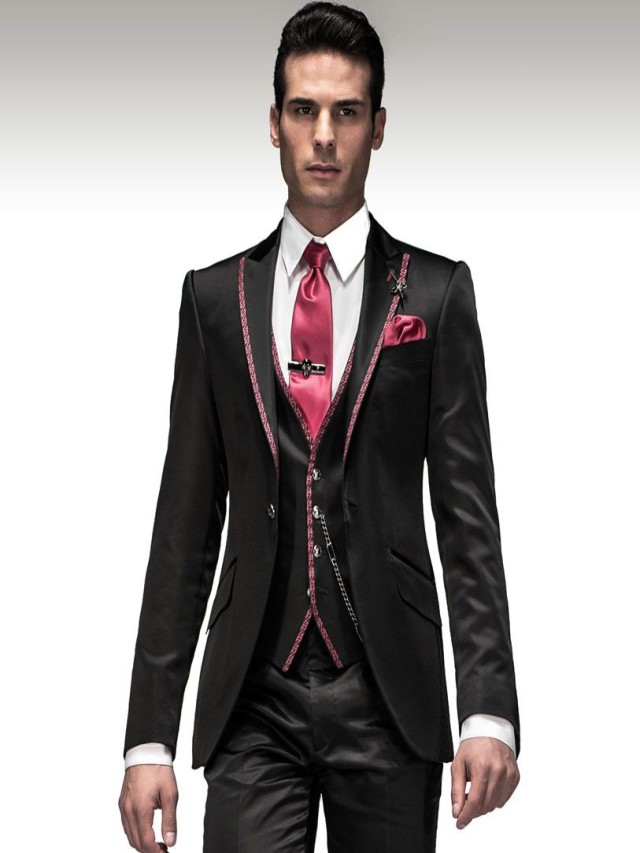 Lista 93+ Foto traje negro con corbata rosa palo Cena hermosa