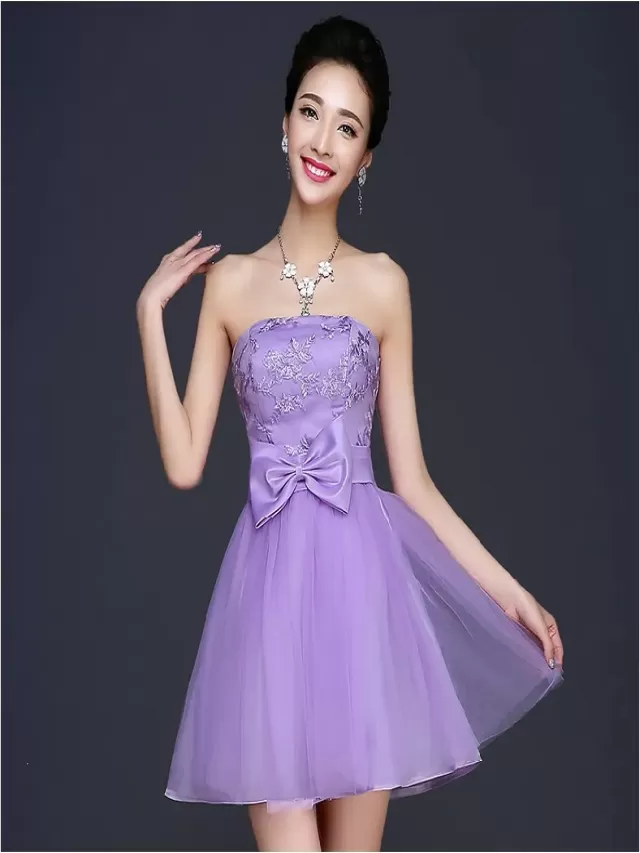 Sintético 92+ Foto vestidos color lila para damas de honor cortos El último