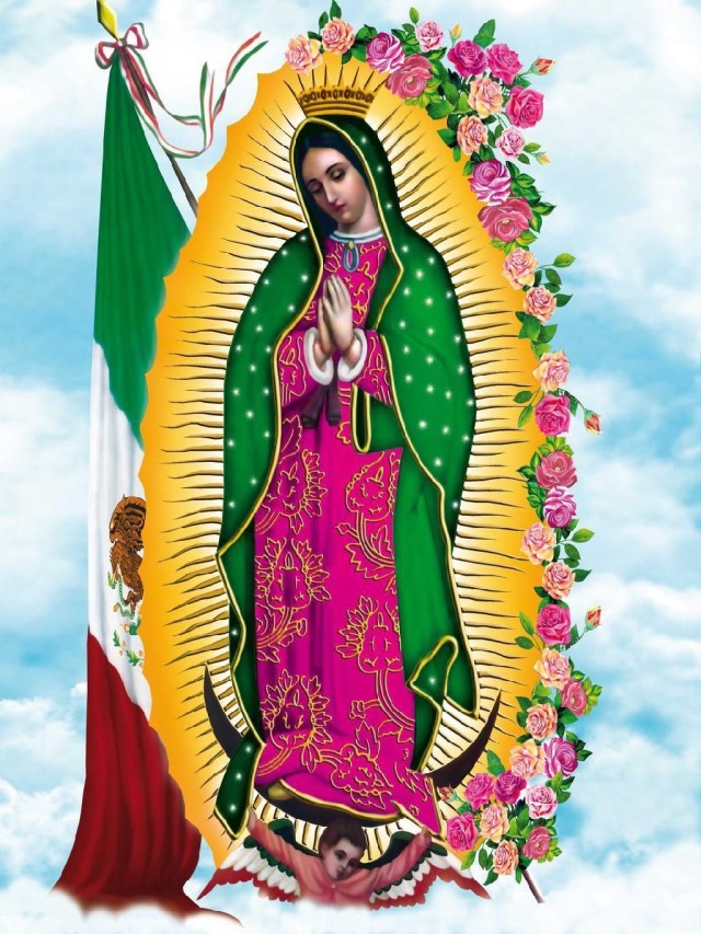 Arriba 91+ Foto virgen de guadalupe con bandera de mexico Lleno